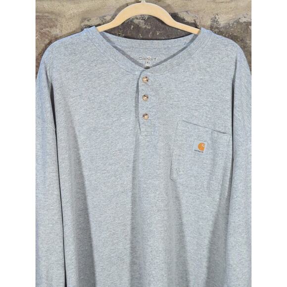 Carhartt Henley Shirt Men's 2XL Heather Gray Minimal Workwear Outdoors Casual - Picture 3 of 13